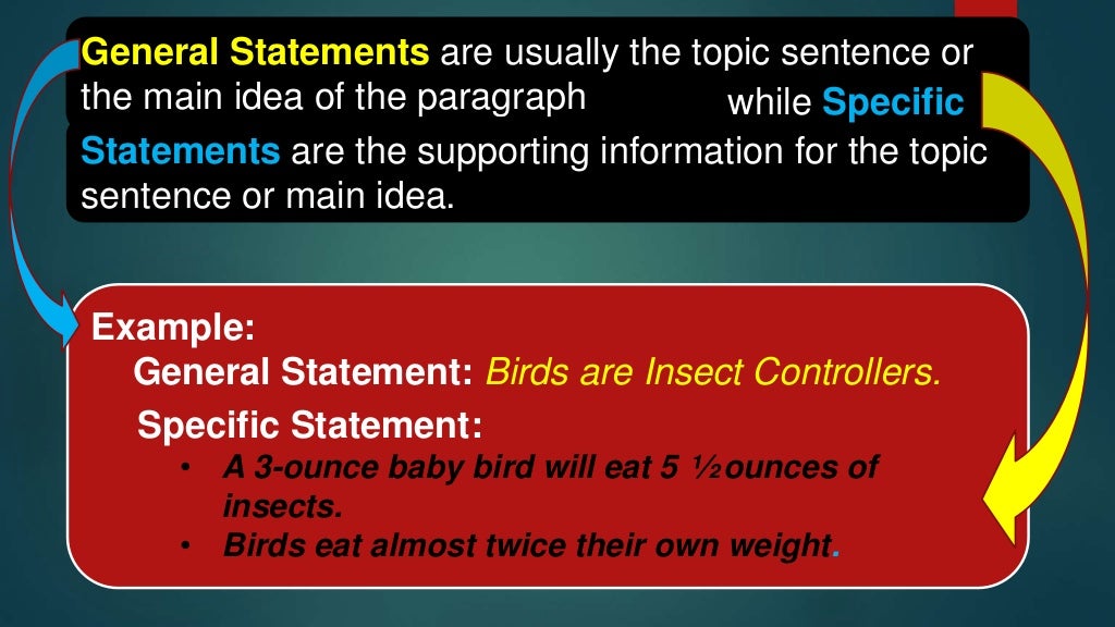 General and specific statement