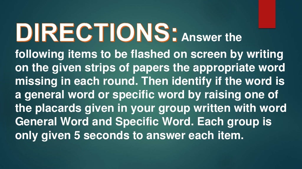 General and specific statement