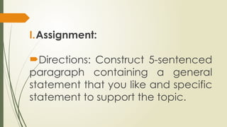 General and Specific Statement Powerpoint Presentation | PPTX
