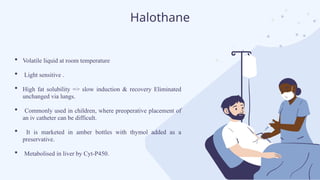 Halophen Solution PHARMACOLOGY GENERAL ANAESTHETICS MPHARM | PPTX