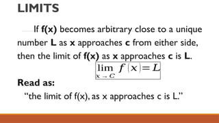 Comprehensive Guide to Limits and Continuity in Basic Calculus | PPTX
