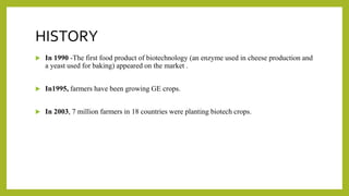 First Biotechnology General applications of biotechnology in agriculture | PPTX