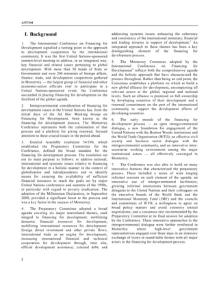 General Assembly: Outcome of the International Conference on Financing ...