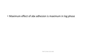 • Maximum effect of abx adhesion is maximum in log phase
TONY SCARIA 2010 KMC
 