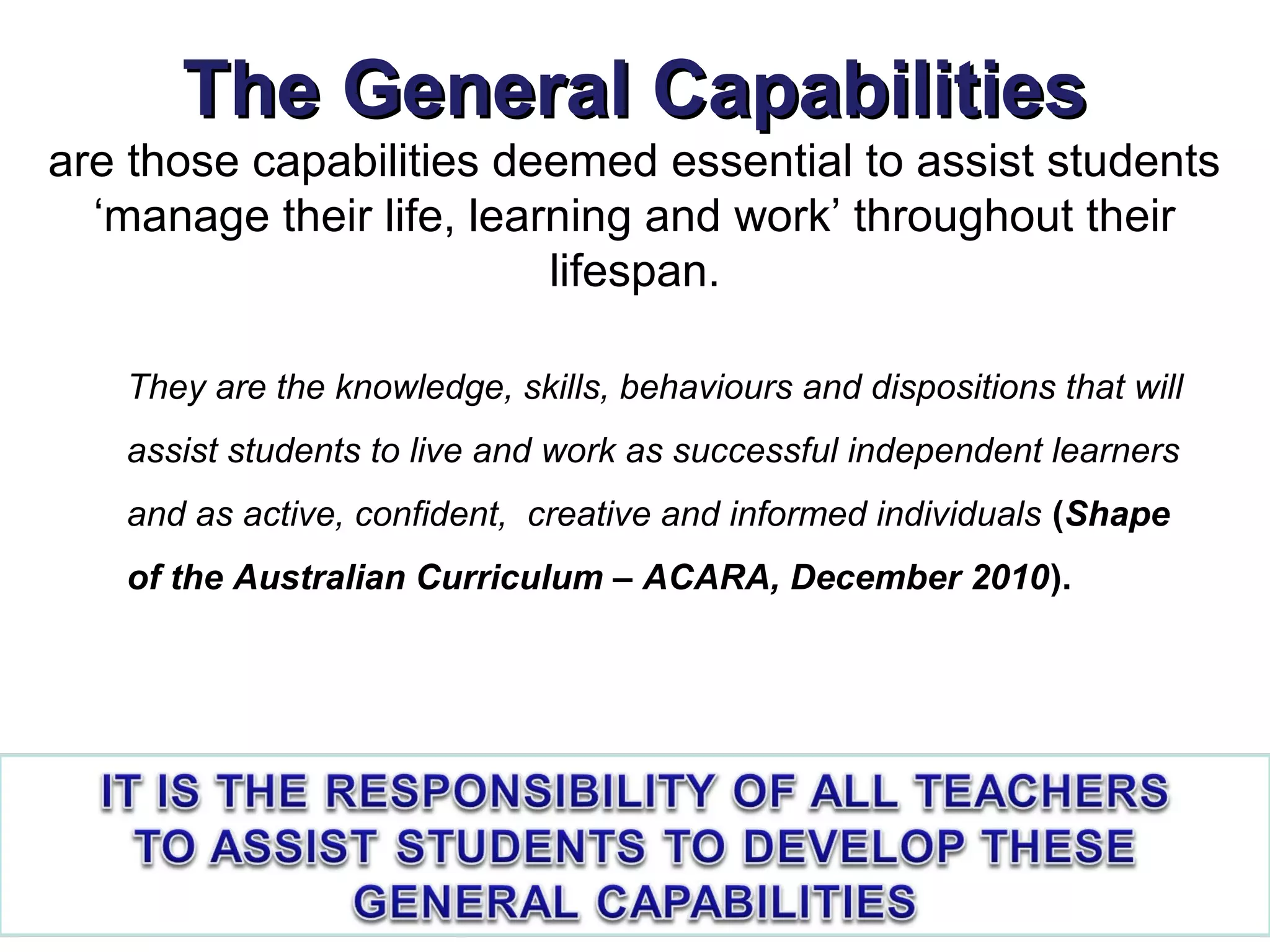 Australian Curriculum: General Capabilities | PPT
