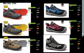 LINING
TOECAP
PUNCTURE-PROOF
FOOTBED
SOLE
LINING
TOECAP
PUNCTURE-PROOF
FOOTBED
SOLE
LINING
TOECAP
PUNCTURE-PROOF
FOOTBED
SOLE
LINING
TOECAP
PUNCTURE-PROOF
FOOTBED
SOLE
LINING
TOECAP
PUNCTURE-PROOF
FOOTBED
SOLE
LINING
TOECAP
PUNCTURE-PROOF
FOOTBED
SOLE
SMART LACES
SMART LACES
MB1521
MALIBU
UPPER: suede leather
COLOUR: grey
SIZES: 35 - 47
EN ISO 20345 S1P SRC
MB1522
MONIX
UPPER: suede leather
COLOUR: grey
SIZES: 35 - 47
EN ISO 20345 S1P SRC
MB1517
MONITOR
UPPER: suede leather
COLOUR: brown
SIZES: 35 - 47
EN ISO 20345 S1P SRC
MB1518
NAOMI
UPPER: suede leather / Air-Mesh
COLOUR: black / blue
SIZES: 35 - 47
EN ISO 20345 S1P SRC
MB1519
VIVA
UPPER: suede leather / Air-Mesh
COLOUR: black / red
SIZES: 35 - 47
EN ISO 20345 S1P SRC
MB1516
FORCE
UPPER: suede leather
COLOUR: black-grey
SIZES: 39 - 47
EN ISO 20345 S1P SRC
METAL TOP
252 253
 
