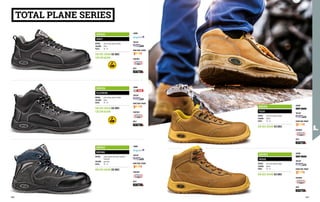 LINING
TOECAP
PUNCTURE-PROOF
FOOTBED
SOLE
LINING
TOECAP
PUNCTURE-PROOF
FOOTBED
SOLE
LINING
TOECAP
PUNCTURE-PROOF
FOOTBED
SOLE
LINING
TOECAP
PUNCTURE-PROOF
FOOTBED
SOLE
LINING
TOECAP
PUNCTURE-PROOF
FOOTBED
SOLE
MB1823
ZENIT
UPPER: extra strong nubuck leather
COLOUR: black
SIZES: 35 - 47
EN ISO 20345 S3 SRC
CEI EN 61340
MB1824
PLATINUM
UPPER: extra strong nubuck leather
COLOUR: black
SIZES: 39 - 47
EN ISO 20345 S3 SRC
CEI EN 61340
MB1821
FELIX
UPPER: ultra soft nubuck leather
COLOUR: yellow
SIZES: 39 - 47
EN ISO 20345 S3 SRC
MB1822
SEDAN
UPPER: ultra soft nubuck leather
COLOUR: yellow
SIZES: 39 - 47
EN ISO 20345 S3 SRC
MB1812
BINOMA
UPPER: suede leather with water repellent
treatment
COLOUR: grey-blue
SIZES: 39 - 47
EN ISO 20345 S3 SRC
TOTAL PLANE SERIES
260 261
 