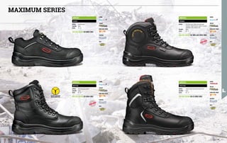 MAXIMUM SERIES
LINING
TOECAP
PUNCTURE-PROOF
FOOTBED
SOLE
LINING
TOECAP
PUNCTURE-PROOF
FOOTBED
SOLE
LINING
TOECAP
PUNCTURE-PROOF
FOOTBED
SOLE
LINING
TOECAP
PUNCTURE-PROOF
FOOTBED
SOLE
MB2311
OASIS
UPPER: nubuck leather
COLOUR: black
SIZES: 39 - 47
EN ISO 20345 S3 HRO SRC
MB2313
PRIMA
UPPER: first choice grain leather with waterproof
membrane, Ankle Protection system: increased
protection on the malleolus zone
COLOUR: black
SIZES: 39 - 47
EN ISO 20345 S3 WR AN HRO SRC
MB2314
MOTOR
UPPER: first choice grain leather
COLOUR: black
SIZES: 38 - 47
EN ISO 20345 S3 HRO SRC
MB2316
VECTOR
UPPER: nubuck leather, with Cordura ankle band
COLOUR: black
SIZES: 39 - 47
EN ISO 20345 S3 CI HRO SRC
QUICK OPENING
W IT H SIDE ZIP
276 277
 
