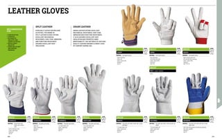 2 1 3 2 X
EN 388
MA1111
GIAMAICA
MATERIAL: Second choice split
leather, back in denim
cloth
∙
∙ Cuff in stiff denim cloth
∙
∙ Colour: natural grey
∙
∙ Dexterity 3
∙
∙ Size 10
3 1 3 2 X
EN 388
MA1112
ITAPARICA
MATERIAL: Top quality split leather
∙
∙ 7 cm split leather cuff
∙
∙ Colour: natural grey
∙
∙ Dexterity 3
∙
∙ Size 10
3 1 3 2 X
EN 388
MA1114
SHETLAND
MATERIAL: Top quality split leather
∙
∙ 15 cm split leather cuff
∙
∙ Colour: natural grey
∙
∙ Dexterity 3
∙
∙ Size 10
3 1 4 3 X
EN 388
MA1113
VICTORIA
MATERIAL: Top quality split leather, reinforced palm and
thumb
∙
∙ 7 cm split leather cuff
∙
∙ Colour: natural grey
∙
∙ Dexterity 3
∙
∙ Size 10
3 1 3 2 X
EN 388
MA1121
TASMANIA
MATERIAL: Top quality split leather
∙
∙ Driver cuff
∙
∙ Colour: natural grey
∙
∙ Dexterity 4
∙
∙ Size 10
3 1 4 2 X
EN 388
MA1120
REUNION
MATERIAL: Top quality split leather with back in heavy
cotton cloth
∙
∙ Stiff cotton cloth gauntlet cuff with wrist protection
∙
∙ Two-colour, grey/blue
∙
∙ Dexterity 4
∙
∙ Size 10
4 2 4 4 X
EN 388
MA1123
SPARTA
MATERIAL: Top quality split leather, double layer on palm
and fingers
∙
∙ 7 cm split leather cuff
∙
∙ Colour: natural grey
∙
∙ Dexterity 3
∙
∙ Size 10
•	CONSTRUCTION
•	LOGISTICS
•	AUTOMOTIVE
INDUSTRY AND
LINKED ACTIVITIES
•	METALLURGIC
INDUSTRY
•	HANDLING IN PORT
AND AIRPORT
PREMISES
RECOMMENDED
FOR
LEATHER GLOVES
SPLIT LEATHER
ESPECIALLY SUITED FOR WELDING
ACTIVITIES, THE RANGE OF
SPLIT LEATHER GLOVES OFFERS
EXCELLENT MECHANICAL
RESISTANCE, HIGH TEAR, ABRASION
AND PUNCTURE RESISTANCE.
ASSURES EXCELLENT HEAT
INSULATION.
GRAIN LEATHER
GRAIN LEATHER OFFERS EXCELLENT
MECHANICAL RESISTANCE, HIGH TEAR,
ABRASION AND PUNCTURE RESISTANCE.
IT ALSO ASSURES EXCELLENT HEAT
INSULATION AND PROMOTES HAND
BREATHABILITY. THE SOFTNESS OF OUR HIGH
QUALITY LEATHER ENSURES A GREAT LEVEL
OF COMFORT DURING USE.
3 1 3 2 X
EN 388
MA1122
SAMUI
MATERIAL: Split pigskin leather
∙
∙ Cotton cloth back
∙
∙ Cotton cuff
∙
∙ Colour: natural sand
∙
∙ Dexterity 3
∙
∙ Size 10
2 1 2 2 X
EN 388
MA1127
GIAVA
MATERIAL: Grain kidskin leather
∙
∙ Knit cotton back
∙
∙ Cuff stretch knit fabric
∙
∙ Colour: natural white
∙
∙ Dexterity 5
∙
∙ Size 9-10
MA1127
BALI - LADIES' VERSION
∙
∙ Size 7
2 1 2 2 X
EN 388
MA1133
NAXOS
MATERIAL: Grain pigskin leather
∙
∙ Back in stretch cotton knit
∙
∙ Knit cuff with Velcro fastening
∙
∙ Colour: natural white
∙
∙ Dexterity 5
∙
∙ Size 7-8-9-10
290 291
 