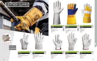 X 2 X X X X
EN 407
4 1 4 4 X
EN 388
MA1125
SOLOMON
MATERIAL: Heavy calfskin split leather with Kevlar®
seams
∙
∙ Heavy cotton cloth back
∙
∙ 16 cm stiff cloth gauntlet cuff with wrist protection
∙
∙ Colour: yellow
∙
∙ Dexterity 3
∙
∙ Size 10
3 1 3 2 X
EN 388
MA1129
BORNEO
MATERIAL: Grain calfskin leather
∙
∙ Split leather back with elastic
∙
∙ Driver cuff
∙
∙ Colour: natural white
∙
∙ Dexterity 3
∙
∙ Size 8-9-10-11
2 1 3 2 X
EN 388
MA1130
MADEIRA
MATERIAL: Grain calfskin leather
∙
∙ Heavy cloth back
∙
∙ Stiff cloth gauntlet cuff
∙
∙ Colour: natural white
∙
∙ Dexterity 3
∙
∙ Size 10-11
1 2 1 X 1 X
EN 407
2 1 3 2 X
EN 388
MA1124
CELEBES
MATERIAL: Grain calfskin leather
∙
∙ Split leather back
∙
∙ Extra 20% split leather gauntlet cuff
∙
∙ Colour: natural white
∙
∙ Dexterity 4
∙
∙ Size 8-9-10
2 1 3 2 X
EN 388
MA1119
FLORES
MATERIAL: Grain calfskin leather
∙
∙ Perforated grain leather back
∙
∙ 7 cm split leather gauntlet cuff with wrist protection
∙
∙ Colour: natural white
∙
∙ Dexterity 3
∙
∙ Size 9-10
2 1 3 2 X
EN 388
MA1117
MAYORCA
MATERIAL: Grain calfskin leather
∙
∙ 7 cm split leather gauntlet cuff with wrist protection
∙
∙ Colour: natural white
∙
∙ Dexterity 3
∙
∙ Size 7-8-9-10
3 1 3 2 X
EN 388
MA1116
CIPRO
MATERIAL: Grain cowhide leather
∙
∙ Grain leather back with elastic
∙
∙ Driver cuff
∙
∙ Colour: natural white
∙
∙ Dexterity 4
∙
∙ Size 7-8-9-10-11
2 1 3 2 X
EN 388
MA1115
CAYMAN
MATERIAL: Grain cowhide leather
∙
∙ Back in split leather
∙
∙ 7 cm split gauntlet cuff with wrist protection
∙
∙ Colour: natural white
∙
∙ Dexterity 3
∙
∙ Size 10
GRAIN LEATHER
TOP QUALITY SPLIT LEATHER
SECOND CHOICE SPLIT LEATHER
LEATHER GLOVES
292 293
 
