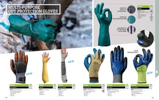 MAIN BODY IN
CUT RESISTANT
DYTEX FIBRE
COATED IN
NON-SLIP
SATIN NITRILE
COATED IN
ACID-RESISTANT NBR
MA2420
SAKIM
MATERIAL: Dytex knit
∙
∙ Double NBR coating + satin nitrile
finish
∙
∙ Gauntlet cuff length 16 cm
∙
∙ Colour: petroleum green
∙
∙ Dexterity 5
∙
∙ Size 8-9-10
J K L
4 X 4 3 E
EN 388
ENISO374-1
TYPE B
V I R U S
ENISO374-5
4 X 4 4 D
EN 388
MA1527
SOCRATE
MATERIAL: High tenacity Dytex knit
∙
∙ Double micro-porous nitrile coating
∙
∙ Cuff in stretch knit fabric
∙
∙ Colour: grey
∙
∙ Dexterity 5
∙
∙ Size 8-9-10-11
4 X 4 2 C
EN 388
MA1529
PALM SHIELD
MATERIAL: High tenacity Dytex knit
∙
∙ Double micro-porous nitrile coating
∙
∙ Cuff in stretch knit fabric
∙
∙ Colour: high visibility yellow/blue
∙
∙ Dexterity 5
∙
∙ Size 8-9-10-11
MA1523
POWER PALM
MATERIAL: Midweight Kevlar® knit
∙
∙ Anti-slip micro-rough latex coating
∙
∙ Cuff stretch knit fabric
∙
∙ Colour: yellow
∙
∙ Dexterity 4
∙
∙ Size 8-9-10
4 X 4 2 E
EN 388
EN 407
EXTRA
REINFORCEMENT
4 X 4 X C
EN 388
MA1531
SUPER ARMEX
MATERIAL: Cut-proof knit
∙
∙ Silicone inserts
∙
∙ Length 52 cm
∙
∙ Colour: grey
∙
∙ Dexterity 5
∙
∙ One size fits all
1 X 3 X B
EN 388
MA1520
ARMEX
MATERIAL: Aramid knit fabric
∙
∙ Length 44 cm
∙
∙ Colour: yellow
∙
∙ Dexterity 5
∙
∙ One size fits all
4 X 4 2 D P
EN 388
MA1534
MAX IMPACT
MATERIAL: High tenacity Dytex knit
∙
∙ Anti-slip finish with back protection
∙
∙ Knit cuff with Velcro fastening
∙
∙ Colour: light blue
∙
∙ Dexterity 5
∙
∙ Size 8-9-10-11
MULTI-PURPOSE
CUT PROTECTION GLOVES
306 307
 
