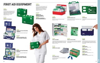 FH1214
MEDIBAG 1 FOR FOOD PROCESSING
COMPANIES
The contents can be used as part of the HACCP system.
NOT IN PHOTO:
FH1219
SUPPLIES FOR MEDIBAG 1 FOR
FOOD PROCESSING COMPANIES
FH1213
MEDIBAG 1
First aid case in impact resistant polypropylene. Fitted
with wall attachment plate and handle for easy carrying.
Supplied with first aid items required by It. M.D. 388
15/7/03 attachment 2 and It. L.D. 81 9/4/08 art. 45.
Suitable for premises up to two employees.
Dimensions: 25 x 19 x 9 cm.
FH1228
MEDICAR
Vehicle plastic case, ideal for first aid and for minor injuries.
Dimensions: 26 x 17 x 8 cm.
FH1231
EYEWASH KIT
Emergency eyewash kit, recommended for vehicles and small working
environments.
FH1236
READY-TO-USE ICE PACK
Useful accessory to be used in the case of trauma or small bleeding;
keeps the injured part cool for about 25/30 minutes depending on the
outside temperature.
FH1237
DETECTABLE PATCH
Patch detectable by metal detector, for use in the food processing
industry. Pack of 100 pieces.
Dimensions: 2 x 7 cm.
FH1229
SPLINTER REMOVAL KIT
Contains instruments and instructions for removing splinters of various
kinds and performing first aid actions.
Not in photo:
FH1218
SUPPLIES FOR MEDIBAG 1
FH1216
MEDIBAG 2 FOR FOOD PROCESSING
COMPANIES
The contents can be used as part of the HACCP system.
NOT IN PHOTO:
FH1222
SUPPLIES FOR MEDIBAG 2 FOR
FOOD PROCESSING COMPANIES
FH1217
FIRST AID CABINET
Lockable carbon steel cabinet. White. Equipped with increased first aid
supplies required by It. M.D. 388 15/7/03 attachment 1 and It. L.D. 81
9/4/08 art. 45. Suitable for workplaces with three or more employees.
Dimensions: 40 x 58 x 20 cm.
Not in photo:
FH1224
SUPPLIES FOR CABINET
FH1215
MEDIBAG 2
First aid case in impact resistant polypropylene. Fitted
with wall attachment plate and handle for easy carrying.
Supplied with first aid items required by It. M.D. 388
15/7/03 attachment 1 and It. L.D. 81 9/4/08 art. 45.
Suitable for premises with three or more employees.
Dimensions: 39.5 x 13.5 x 27 cm.
NOT IN PHOTO:
FH1221
SUPPLIES FOR
MEDIBAG 2 WITHOUT
SPHYGMOMANOMETER
FH1225
SUPPLIES FOR MEDIBAG 2
WITH SPHYGMOMANOMETER
FH1238
SANBOX
Dispenser in ABS, supplied with 2 refills of fabric patches in various
sizes. The wrapping opens releasing the sticky side and the patch is
ready for immediate use. SANBOX is supplied with the necessary parts
for wall mounting.
FH1239
SANBOX REFILL
Pack with 6 refills of 42 patches 19 x 72mm.
FH1240
SANBOX REFILL
Pack with 6 refills of 36 patches 25 x 72 mm.
FH1241
SANBOX REFILL
Pack with 6 refills of 42 detectable patches 19 x 72 mm.
FH1242
SANBOX REFILL
Pack with 6 refills of 36 detectable patches 25 x 72mm.
FIRST AID EQUIPMENT
416 417
 