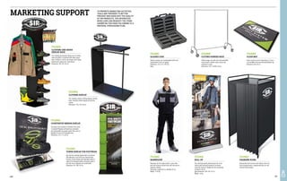 MARKETING SUPPORT TO PROMOTE MARKETING ACTIVITIES,
TOOLS ARE PROVIDED TO BETTER
PRESENT AND HIGHLIGHT THE QUALITY
OF SIR PRODUCTS. THE INTERESTED
RESELLERS CAN REQUEST THE ITEMS
SHOWN ON THIS PAGE FOLLOWING TO A
MATERIAL PURCHASING PLAN.
FI110005
CLOTHING AND SHOES
DISPLAY RACK
Free-standing personalised display rack for clothes,
shoes and gloves in aluminium with stable square
base. It features a rod for coat hangers with 6 hooks,
double rod for gloves and 7 shoe shelves.
Dimensions: 202 x 82 x 60 cm.
FI110001
GLASSES CASE
Glasses carrying case in polypropylene with inner
compartments in die-cut sponge.
Dimensions: 447 x 412 x 107 mm.
Black.
FI110008
CLOTHES HANGER RACK
Clothes hanger rack with silver steel extendible
structure with 4 wheels, easy to mount and
convenient to move.
Dimensions: 163 x 144/205 x 60 cm.
FI110009
FLOOR MAT
Indoor use floor mat for trying shoes on. It has a
non-slip NBR-nitrile base and twisted Nylon top.
Dimensions: 80 x 50 cm.
FI110004
CLOTHING DISPLAY
Free-standing, modular clothing display in painted
metal; featuring clothes hanging rod and forex
crowner.
Dimensions: 120 x 145 x 60 cm.
FI110007
TOWER DISPLAY FOR FOOTWEAR
Two-side free-standing display made in aluminium
with wide base in anti-skid cross-hatched sheet.
Features 10 shoe shelves with adjustable height to
adapt to the displayed models and graphic panel in
two-side Forex, removable and customisable.
Dimensions: 60 x 180 x 40 cm.
FI110006
COUNTERTOP MIRROR DISPLAY
Countertop mirror display for individual shoe, made
in moulded Plexiglass and featuring a removable
and customisable rear graphic panel. Mirror base to
highlight the sole of the displayed shoe.
Dimensions: 33 x 11.5 x 40 cm.
FI110002
MANNEQUIN
Mannequin for full-length clothes, in glass fibre
with sand coloured smooth finish, with oval base for
maximum stability.
Dimensions: height 185 cm, shoulders 52 cm.
Weight: 19-20 kg.
FI110010
ROLL-UP
One-sided high-quality advertisement roll-up for
interiors with automatic winding of the banner
inside the structure. Foldable into the carrying bag
included in the kit.
Open dimensions: 205 x 90 x 22 cm.
Weight: 4.8 kg.
FI110003
CHANGING ROOM
Demountable steel structure with sliding curtain and
three lacquered panels, complete with grey coir mat
and two clothes hangers.
420 421
 