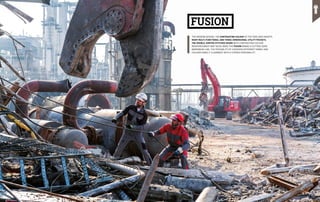 FUSION
THE MODERN DESIGN, THE CONTRASTING COLOUR OF THE YOKE AND INSERTS,
MANY MULTI-FUNCTIONAL AND THREE-DIMENSIONAL UTILITY POCKETS,
THE DOUBLE JOINTED STITCHED SEAMS WITH CONTRASTING COLOUR
REINFORCEMENT BAR TACKS MAKE THE FUSION RANGE A CUTTING-EDGE
WORKWEAR LINE. THE POSSIBILITY OF CHOOSING DIFFERENT FABRIC AND
COLOURS MAKE IT A GARMENT WITH A STRONG PERSONALITY.
42 43
 