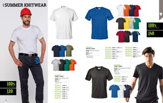 100%
120
COTTON JERSEY
G/M2
MC3011K1
SAMBA T-SHIRT
MATERIAL: 100% cotton jersey, 120 g/m²
COLOUR: white
SIZES: S-3XL
∙
∙ Round neck T-shirt
MC3011Q7
COLOUR: royal blue
COLOUR: white
COLOUR: blue
COLOUR: royal blue
COLOUR: army green
COLOUR: blue
COLOUR: grey
COLOUR: black
COLOUR: green
COLOUR: orange
MC3011Q2
MC3011S2
MC3011AM
MC3011Z9
MC3011S0
MC3011J5
100%
140
COMBED COTTON JERSEY
G/M2
MC3012Q2
SIRFLEX T-SHIRT
MATERIAL: 100% combed cotton jersey, 	
140 g/m²
COLOUR: royal blue
SIZES: S-3XL
∙
∙ Round neck T-shirt
∙
∙ High strength seams
MC3023B0
TANGO T-SHIRT
MATERIAL: 100% combed cotton jersey, 140 g/m²
COLOUR: dark grey
SIZES: S-3XL
∙
∙ V-neck t-shirt
∙
∙ Flat felled seams
MC3023N0
MC3023K1
MC3023Q7
COLOUR: orange
COLOUR: white SIZES: XS-4XL
COLOUR: blue SIZES: XS-4XL
COLOUR: red
COLOUR: grey
COLOUR: dark grey
COLOUR: green
COLOUR: honey
COLOUR: burgundy red
COLOUR: black
COLOUR: blue/light blue
SIZES: S-2XL
MC3012K1
MC3012J5
MC3012Q7
MC3012L0
MC3012C2
MC3012D5
MC3012AM
MC3012R6
MC3012M2
MC3012Z9
MC3020QA
SUMMER KNITWEAR
82 83
 