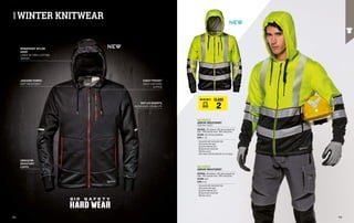 WINDPROOF NYLON
HOOD
LINED IN 100% COTTON
JERSEY
JAQUARD FABRIC
DIRT RESISTANT
REFLEX INSERTS
INCREASED VISIBILITY
ABRASION
RESISTANT
CUFFS
CHEST POCKET
SELF-LOCKING
ZIPPER
MC2555Z9
ARROW SWEATSHIRT
MATERIAL: 60% polyester, 40% cotton jacquard knit
fabric, 100% polyester fleece, 100% cotton jersey
COLOUR: black
SIZES: S-4XL
∙
∙ Two pockets with elasticated trims
∙
∙ Chest pocket with zipper
∙
∙ Oversized antipilling cuffs
∙
∙ Windproof nylon-lined hood
∙
∙ Reflective inserts
CLASS
2
EN ISO 20471
MC2555ZG
ARROW SWEATSHIRT
EN ISO 20471 CLASS 2
MATERIAL: 60% polyester, 40% cotton jacquard knit
fabric, 100% polyester fleece, 100% cotton jersey
COLOUR: high visibility yellow/black
SIZES: S -4XL
∙
∙ Two pockets with elasticated trims
∙
∙ Chest pocket with zipper
∙
∙ Oversized antipilling cuffs
∙
∙ Windproof nylon-lined hood
∙
∙ Reflective inserts
∙
∙ Heat-sealed reflective bands with cut-out design
WINTER KNITWEAR
NEW
NEW
105
104
 