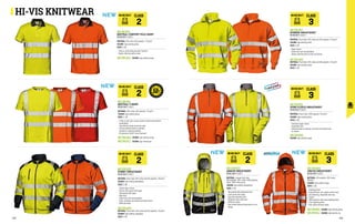 COLOUR: high visibility orange
COLOUR: high visibility orange
COLOUR: high visibility red
COLOUR: high visibility orange
MC3912EE
FUNNY SWEATSHIRT
EN ISO 20471 CLASS 2
MATERIAL: Plush fabric 55% cotton and 45% polyester, 310 gr/m²
COLOUR: high visibility yellow/black
SIZES: S-3XL
∙
∙ Central zipper closure
∙
∙ Vertical chest pocket with zipper
∙
∙ Side pockets with zipper
∙
∙ High collar
∙
∙ Elastic knit cuffs and waistband
∙
∙ Collar, shoulders and sleeves with black inserts
∙
∙ Reflective bands
MC3913E1
RUNNER SWEATSHIRT
EN ISO 20471 CLASS 3
MATERIAL: Plush fabric 55% cotton and 45% polyester, 310 gr/m²
COLOUR: high visibility yellow
SIZES: S-3XL
∙
∙ Zipper closure
∙
∙ Elastic knit cuffs and waistband
∙
∙ Double reflective band on chest and sleeves
MC3915E1
DUNE FLEECE SWEATSHIRT
EN ISO 20471 CLASS 3
MATERIAL: Fleece fabric 100% polyester, 310 gr/m²
COLOUR: high visibility yellow
SIZES: S-3XL
∙
∙ Turtleneck zipper closure
∙
∙ Elasticated cuffs
∙
∙ Reflective band on shoulders and chest and double band
on sleeves
MC3915H1
CLASS
CLASS
CLASS
CLASS
CLASS
2
2
3
2
3
MC3813E1
MISTRAL T-SHIRT
EN ISO 20471 CLASS 2
MATERIAL: 55% cotton, 45% polyester, 175 gr/m²
COLOUR: high visibility yellow
SIZES: S -4XL
∙
∙ Cotton on skin side: assures extreme comfort and excellent
breathability
∙
∙ Two reflective bands around the chest
∙
∙ Vertical reflective band on shoulders
∙
∙ Suitable for industrial washing
∙
∙ UV protection 50+UPF factor treatment
MC3813H1
MC3813L1
HI-VIS KNITWEAR
MC2555ZG
ARROW SWEATSHIRT
EN ISO 20471 CLASS 2
MATERIAL: Jacquard knit fabric 		
60% polyester, 40% cotton; 100% polyester
fleece; 100% cotton jersey
COLOUR: high visibility yellow/black
SIZES: S-4XL
∙
∙ Two pockets with elasticated trims
∙
∙ Chest pocket with zipper
∙
∙ Oversized antipilling cuffs
∙
∙ Windproof nylon-lined hood
∙
∙ Reflective inserts
∙
∙ Heat-sealed reflective bands with cut-out
design
MC3814E1
MISTRAL CONFORT POLO SHIRT
EN ISO 20471 CLASS 2
MATERIAL: 55% cotton 45% polyester, 175 gr/m²
COLOUR: high visibility yellow
SIZES: S-4XL
∙
∙ Collar in constrasting grey with 3 buttons
∙
∙ Double reflective band on chest
MC3814H1
MC3916H1
CIRCUS SWEATSHIRT
EN ISO 20471 CLASS 3
MATERIAL: 65% polyester, 35% cotton,
280 g/m²
COLOUR: high visibility orange
SIZES: S-3XL
∙
∙ Antipilling finish
∙
∙ Hood with black, dirt-repellent inner fabric
and drawstring, detachable with snap
buttons
∙
∙ 100% polyester cuffs with antipilling finish
∙
∙ Front zippered pockets
∙
∙ Heat-sealed reflective bands
MC3916E1 COLOUR: high visibility yellow
COLOUR: high visibility red
MC3916L1
EN ISO 20471
EN ISO 20471
EN ISO 20471
EN ISO 20471
EN ISO 20471
CLASS CLASS
2 3
EN ISO 20471 EN ISO 20471
MC3913H1
MATERIAL: Plush fabric 35% cotton and 65% polyester, 310 gr/m²
COLOUR: high visibility orange
SIZES: S-3XL
MC3912HC
MATERIAL: Plush fabric 35% cotton and 65% polyester, 310 gr/m²
COLOUR: high visibility orange/blue
SIZES: S-3XL
NEW
NEW
NEW
NEW
192 193
 