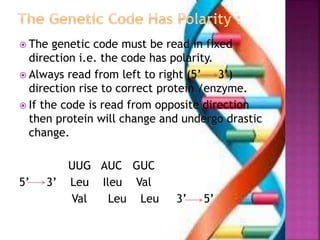 General characteristic of genetic code | PPTX