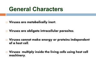 General characteristics of virus