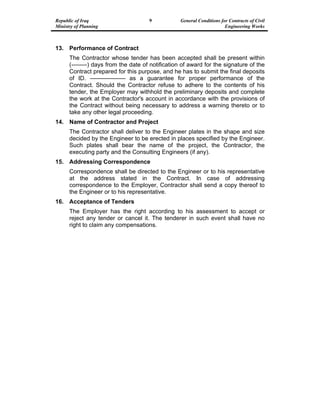 GENERAL CONDITIONS FOR CONTRACTS OF CIVIL ENGINEERING WORKS | PDF