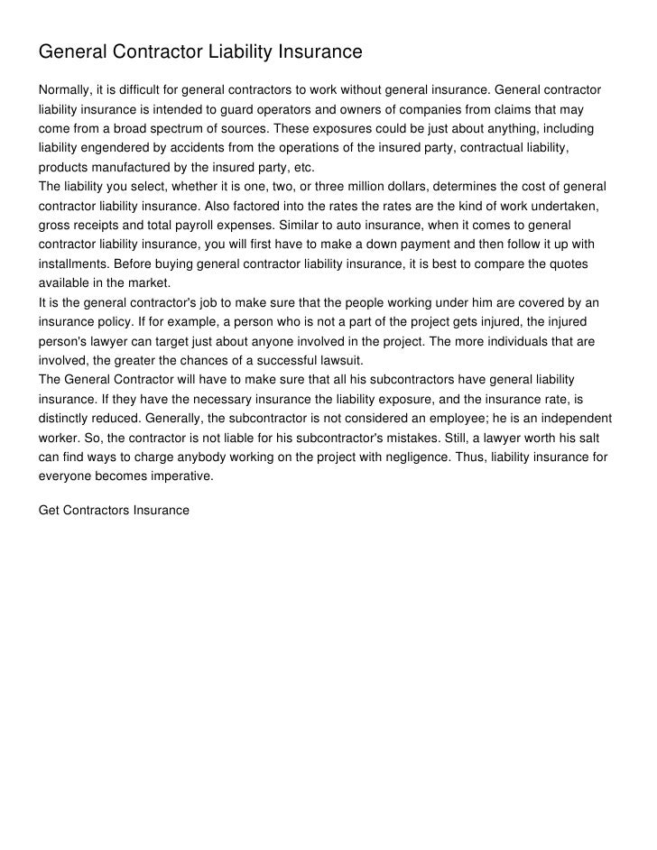 General Contractor Liability Insurance