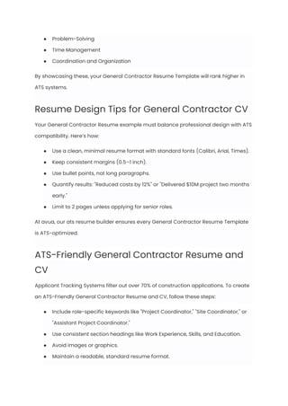 General Contractor Resume Examples & Writing Guide for 2025 | PDF