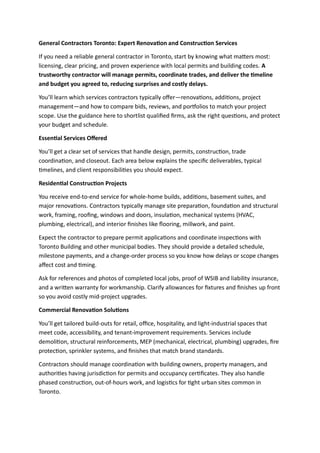 Comprehensive Guide to Hiring General Contractors in Toronto for ...