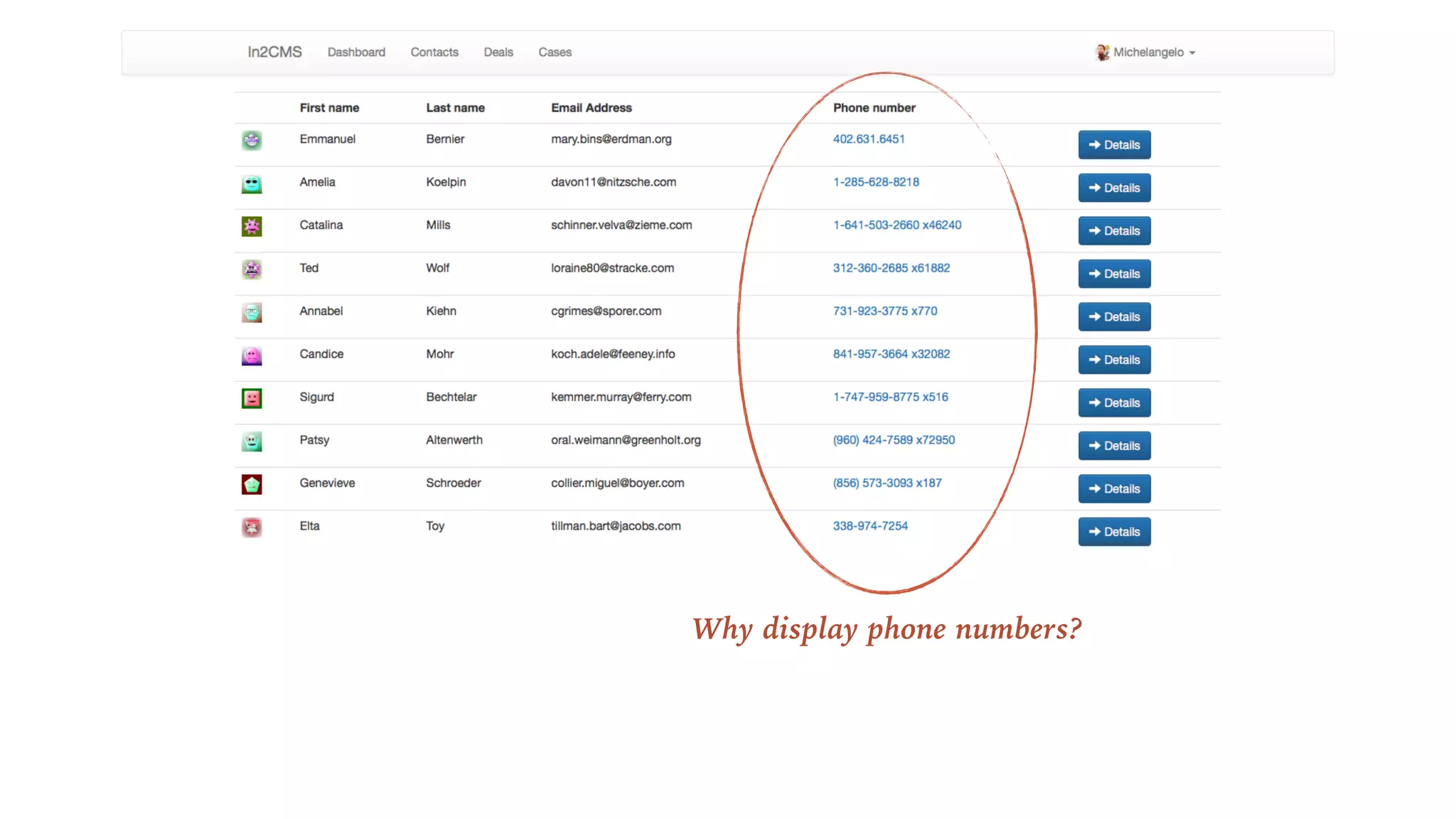 Why display phone numbers?
 