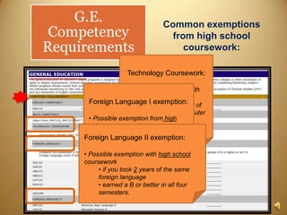   Assessment (4 questions)Part Four:  “Overall Degree Requirements” presentation (3 minutes)
