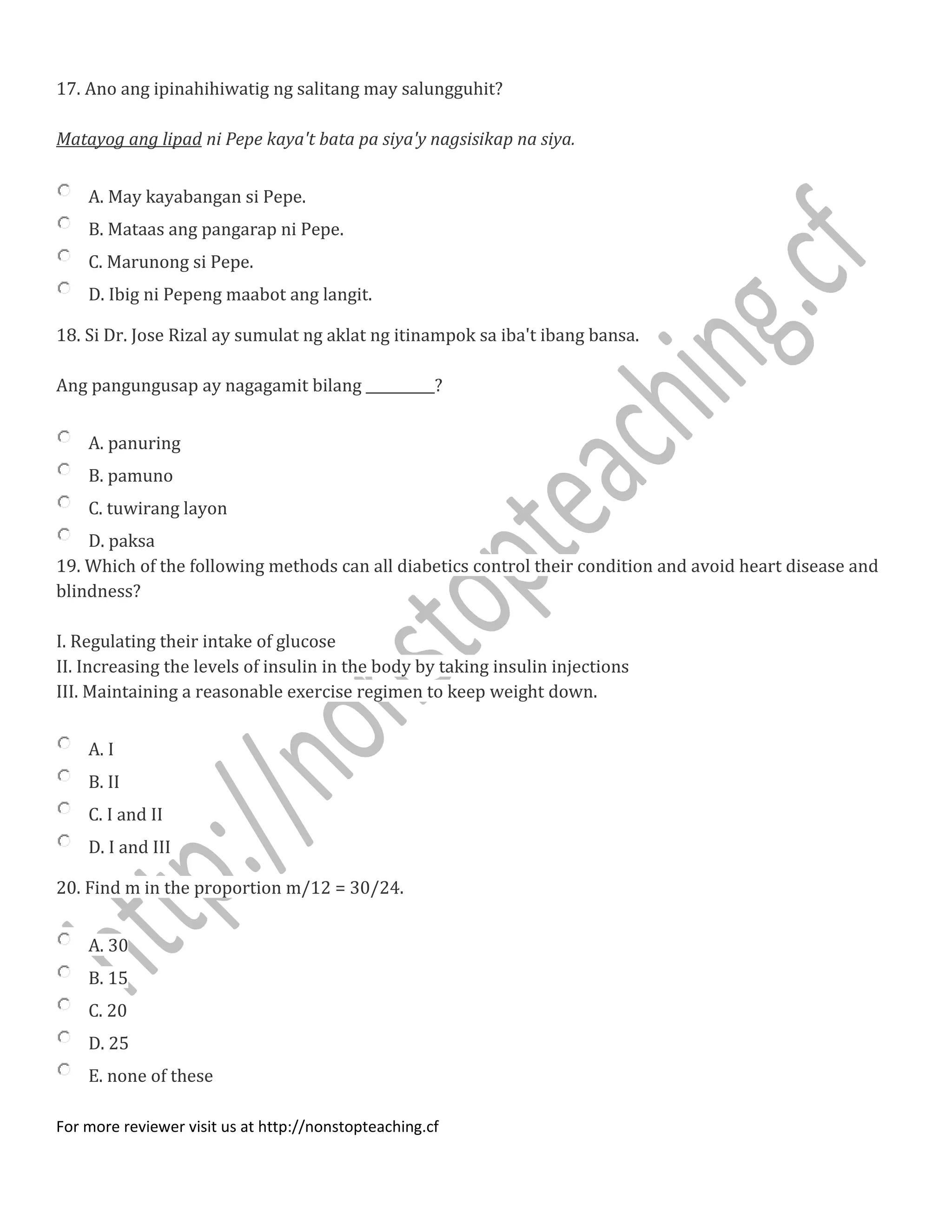 LET Sample Exam General education set a | DOC