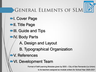 General Elements of Self-Learning Modules | PDF | Educational ...