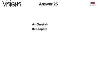 Answer 25

A= Cheetah
B= Leopard

 