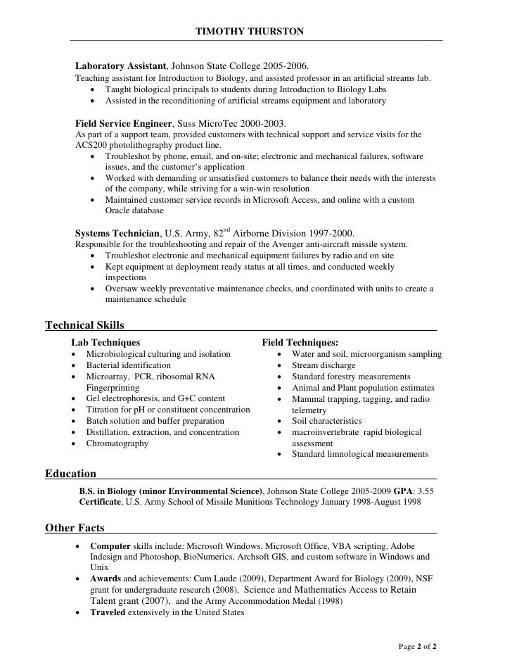 biology teacher resumes