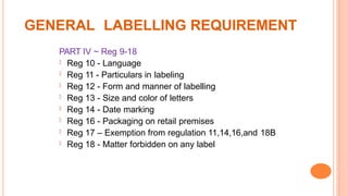 Capacity Labelling Regulation General Food Labelling Requirements in Malaysia | PPTX