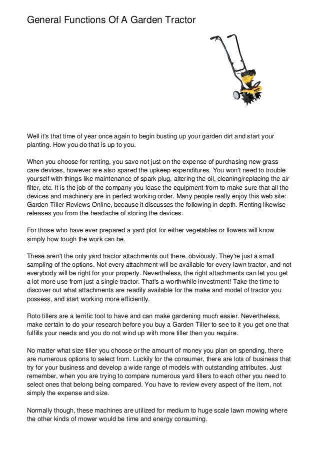 General Functions Of A Garden Tractor