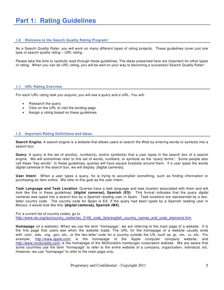 General guidelines 2011