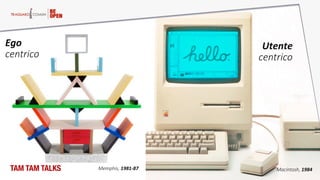 Memphis,  1981-­‐87   Macintosh,  1984  
Ego    
centrico  
  
Utente    
centrico  
  
TAM TAM TALKS
 