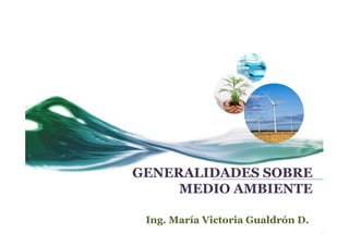 GENERALIDADES SOBRE
     MEDIO AMBIENTE

 Ing. María Victoria Gualdrón D.
 