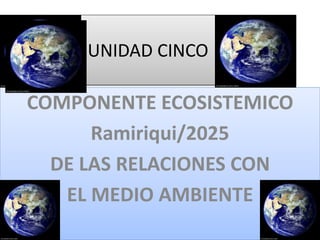 UNIDAD CINCO
COMPONENTE ECOSISTEMICO
Ramiriqui/2025
DE LAS RELACIONES CON
EL MEDIO AMBIENTE
 
