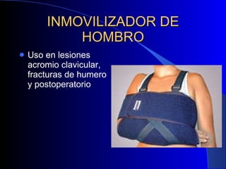 INMOVILIZADOR DE HOMBRO Uso en lesiones acromio clavicular, fracturas de humero y postoperatorio 