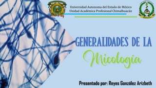 Generalidades de la
Universidad Autonoma del Estado de México
Unidad Académica Profesional Chimalhuacán
Presentado por: Reyes González Arizbeth
 