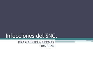 Infecciones del SNC.
DRA GABRIELA ARENAS
ORNELAS
 