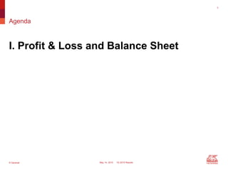© Generali May 14, 2015 1Q 2015 Results
Agenda
I. Profit & Loss and Balance Sheet
3
 