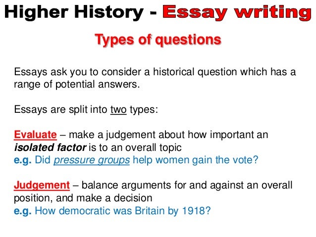Higher history essay example image