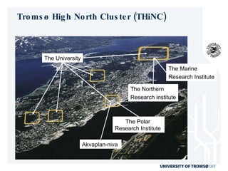 Tromsø High North Cluster (THiNC) The University The Northern  Research institute The Marine  Research Institute The Polar  Research Institute  Akvaplan-niva  