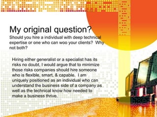 Generalist Or Specialist