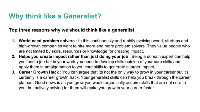 Generalist vs specialists | PPTX