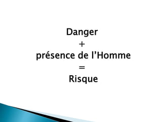 Danger
+
présence de l’Homme
=
Risque
 