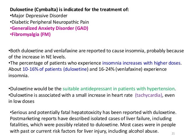 Cymbalta for anxiety disorder insomnia