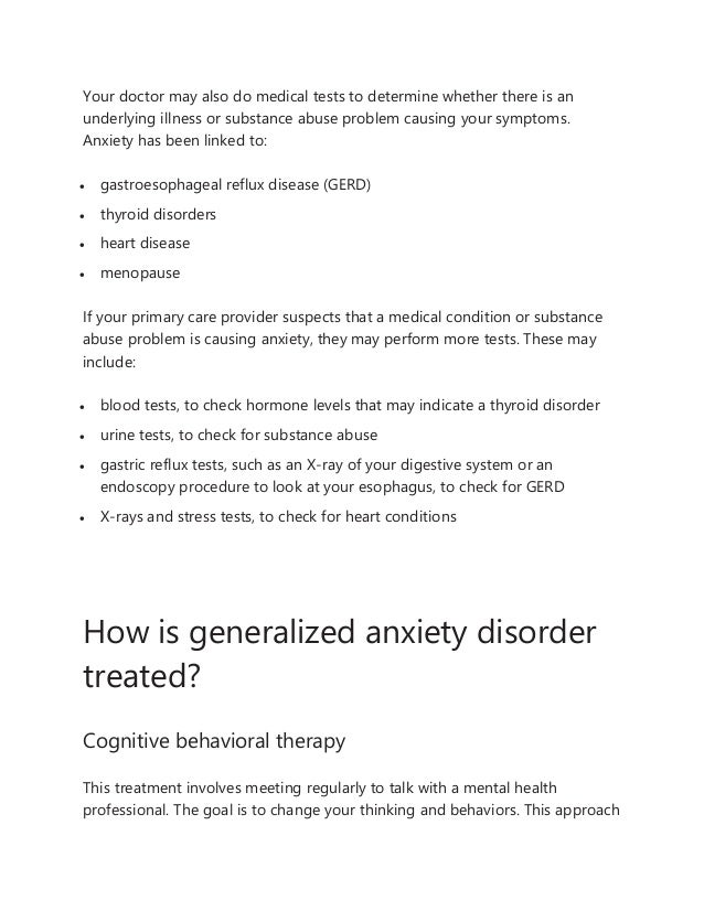 Detailed Information about Generalized Anxiety Disorder